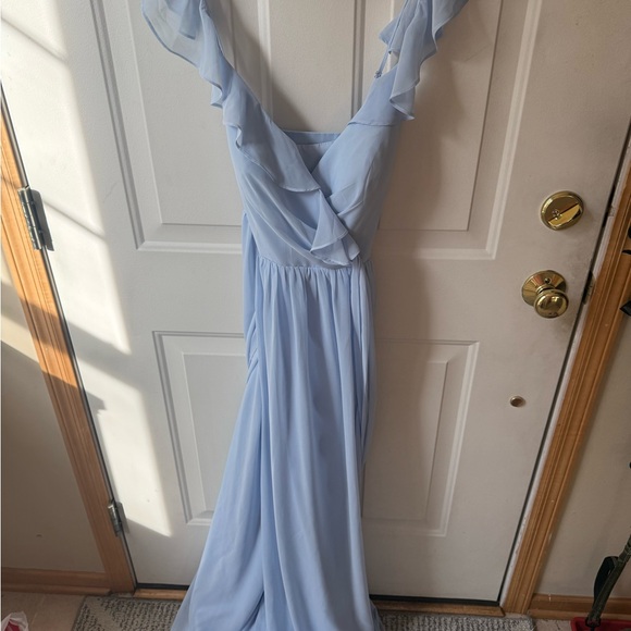 Revelry Elegant Light Blue Ruffle Maxi Dress - Picture 5 of 9
